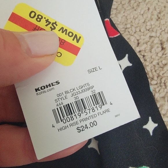 2/$20 NWT Celebrate Together Holiday Print High-Rise Printed Flare-Leg Pants L - Picture 5 of 11